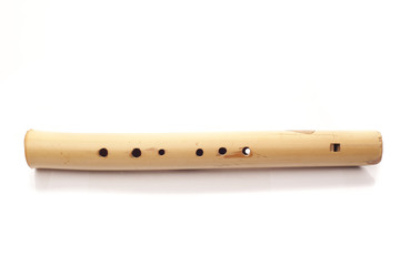 Bamboo flute isolated on white background