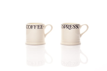 Two cups with sign coffee espresso