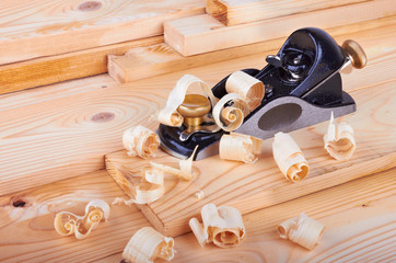 Small Block Plane and Wood with shavings