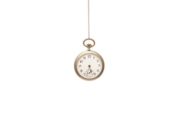 Old pocket clock isolated on white background