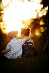 boy and girl on sunset