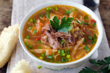 Soup with tomatoes and meat