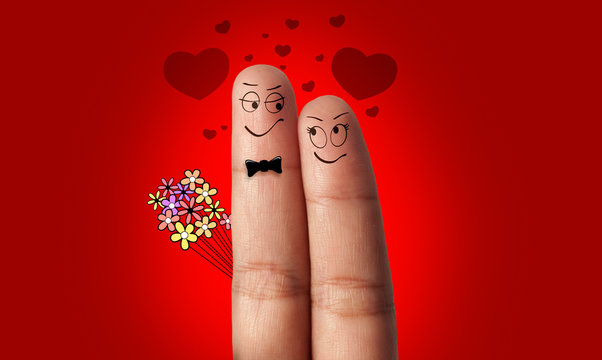 a couple of fingers in love for Valentine day