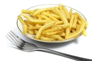 french fries and fork