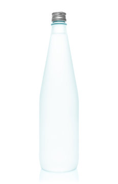 Isolated glass water bottle on white background