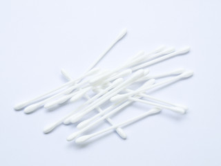 White cotton buds isolated on white background