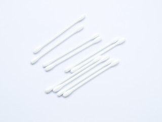 White cotton buds isolated on white background