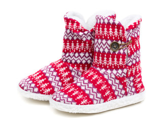 Winter's warm domestic slippers from a sheepskin