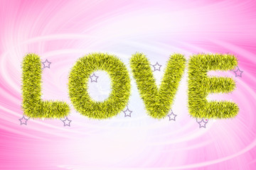 text love with tinsel pattern