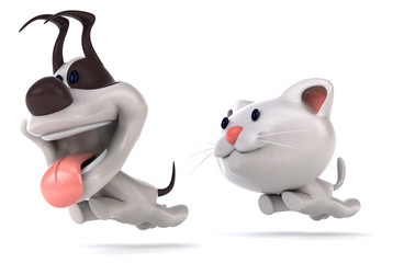 Fun cat and dog