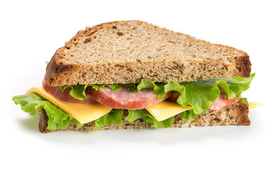Sandwich with ham on white
