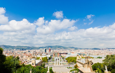 Fototapeta premium Aerial view of Barcelona from National Palace