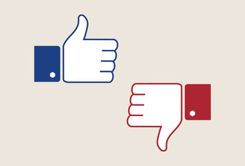 Thumb up and thumb down - like and dislike