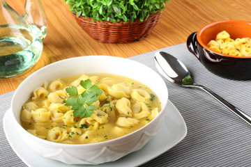 Stuffed tortellini in broth