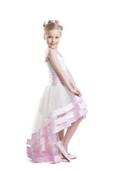 Pretty girl posing in beautiful dress isoloated