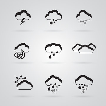 set of grey weather icons