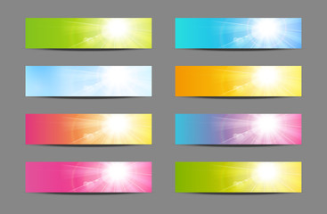 Set of horizontal sunny banners