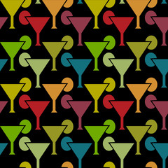 Multicolored cocktails seamless pattern