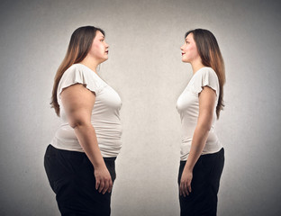 Weight loss before and after diet - obrazy, fototapety, plakaty