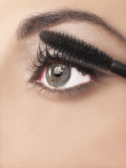 Obraz premium Ojos de mujer maquillaje. Primer plano. Vista de cerca