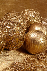 gold christmas balls