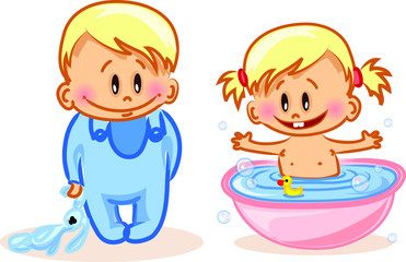 Векторная иллюстрация мальчик и девочка