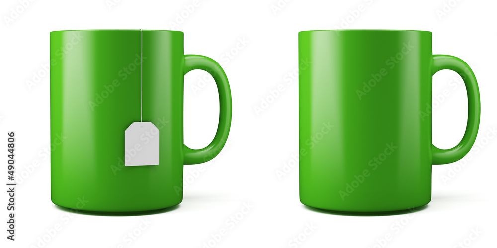 Wall mural 3d illustration of green cup isolated on white background