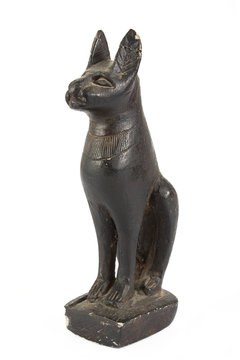 Egyptian cat statue on white