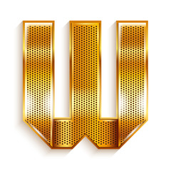 Letter metal gold ribbon - W