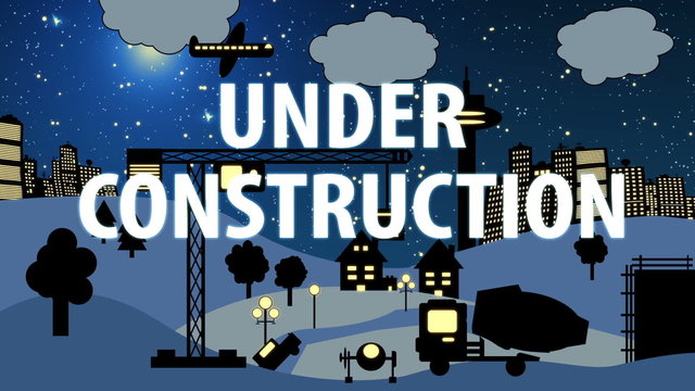 Baustellen Cartoon "Under Construction" Nachts