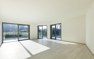 empty apartment ,view from wide room, empty room