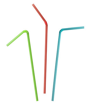 colorful straw collection clipping path included