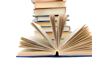 books - close-up on white background