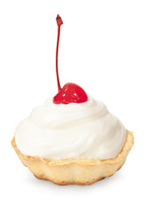 cake with whipped cream and a cherry