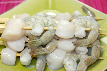 brochettes de fruits de mer