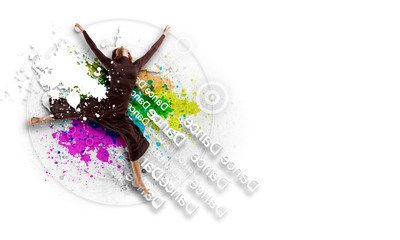Obraz premium Girl in color dress dancing.Collage