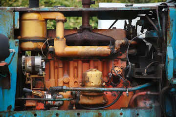Old diesel tractor engine