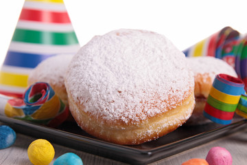 donuts and carnaval decoration
