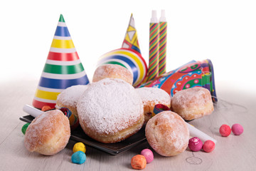 donuts and carnaval decoration