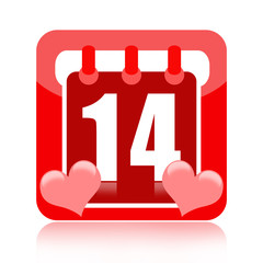 Valentine calendar icon with love hearts