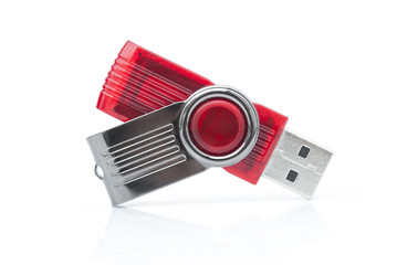 Flash drive on white background