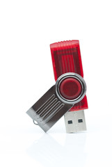 Flash drive on white background