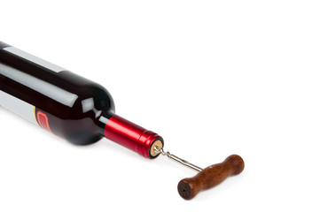 corkscrew with a bottle of wine