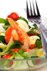 Seafood salad closeup.