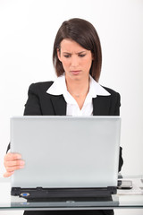 Brunette having technical issues with computer