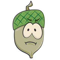 Cartoon Sad Acorn