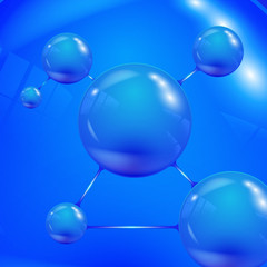 Abstract background with blue spheres