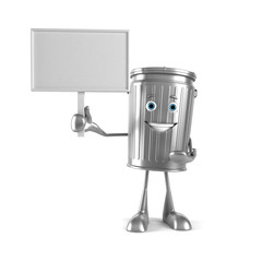 3d rendered illustration of a trash can character