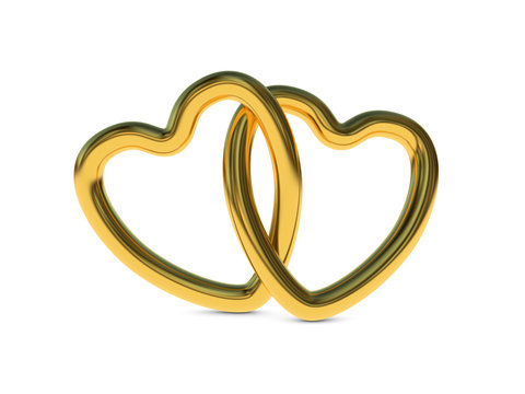 Intertwined gold heart rings