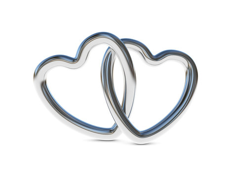 Intertwined silver heart rings